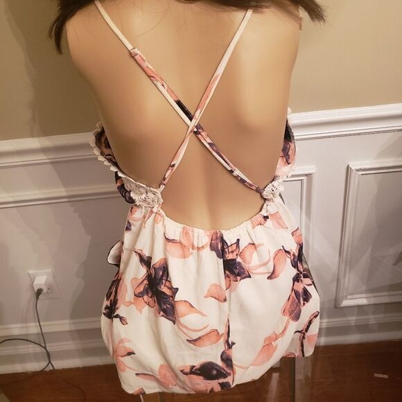 ❤Womens Junior Romper Lacey Floral Shorts - Picture 3 of 5